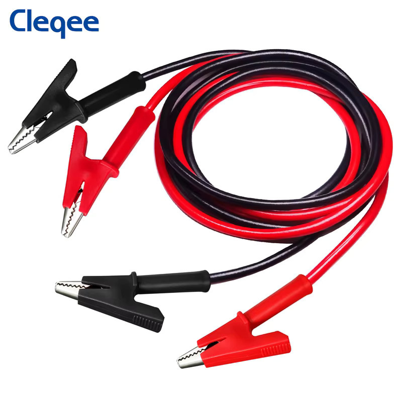 Cleqee Dual-Krokodilklemmen Multimeter-Messleitungen mit Überbrückungsdraht, rot/schwarz - Bild 4