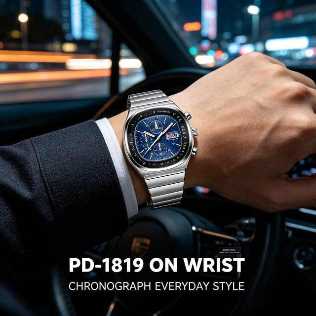 PAGANI DESIGN Chronograph, Quarz, Edelstahl, Blau, Herren - Bild 1