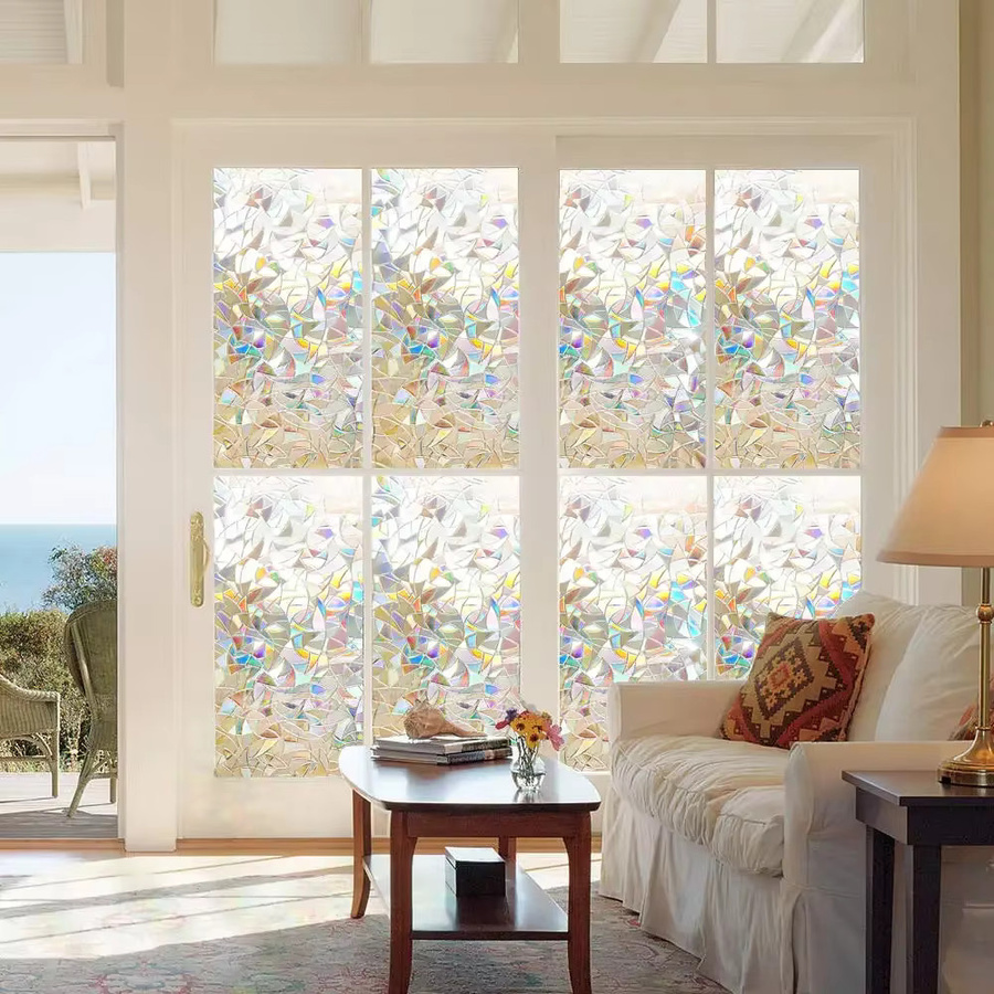 BUNPIG Fensterfolie 3D Buntes Dekoratives Fensterglas mit Abstraktem Muster, Undurchsichtig und Selbstklebend, Breite: 90 cm, Höhe: 200 cm - Bild 4