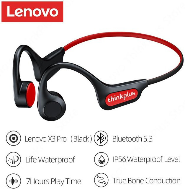 Lenovo X3 Pro Knochenleitungskopfhörer TWS Bluetooth Drahtlose Sport-Ohrhörer Schwarz - Bild 1