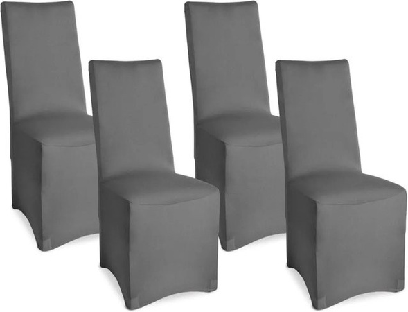 Beautissu Leona Stuhlhusse 4er Set Anthrazit Stretch Bankett für Esszimmerstühle B/H: 95 x 45 cm
