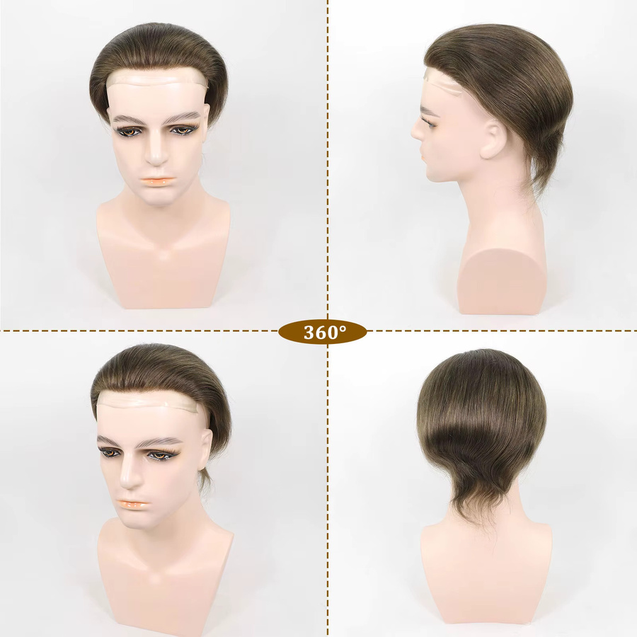 Bfirehair Echthaar-Toupet für Herren, Aschbraun, Voll-PU-Haut - Bild 5
