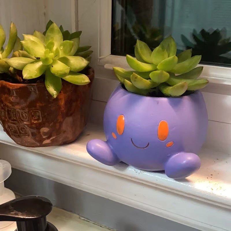 Aoger Kawaii Pokemon Oddish Sukkulenten-Blumentopf aus Keramik in Lila - Bild 3