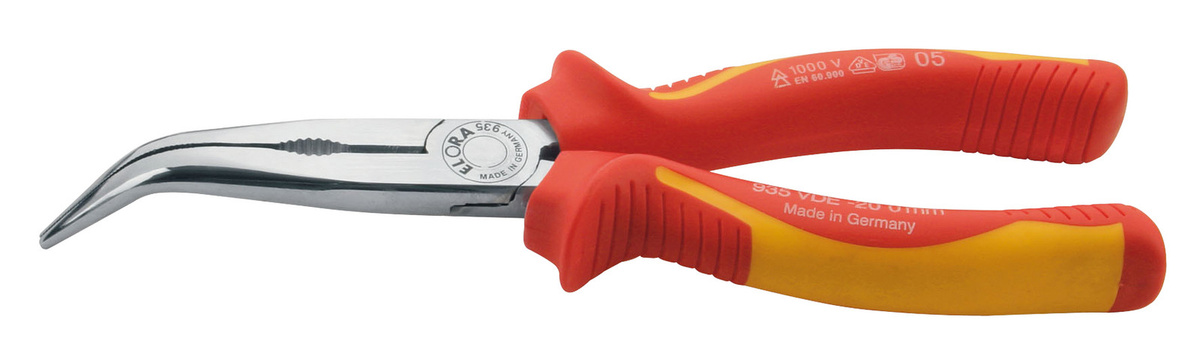 Elora VDE-Flachrundzange ELORA-935-45 165 mit isoliertem Griff und 45 Grad Biegung in Multicolor - Bild 1