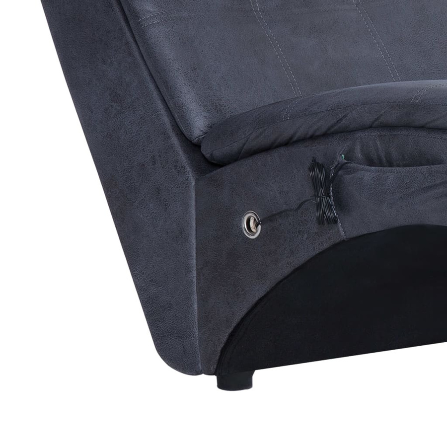 vidaXL Massage Chaiselongue mit Kissen in Grau aus Kunstwildleder mit verstellbarer Kopfstütze und ergonomischer Form - Bild 6