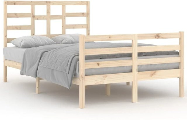 vidaXL Massivholzbett aus Kiefernholz in Braun mit rustikaler Optik, B/T/H: 120 x 200 x 104 cm - Bild 1