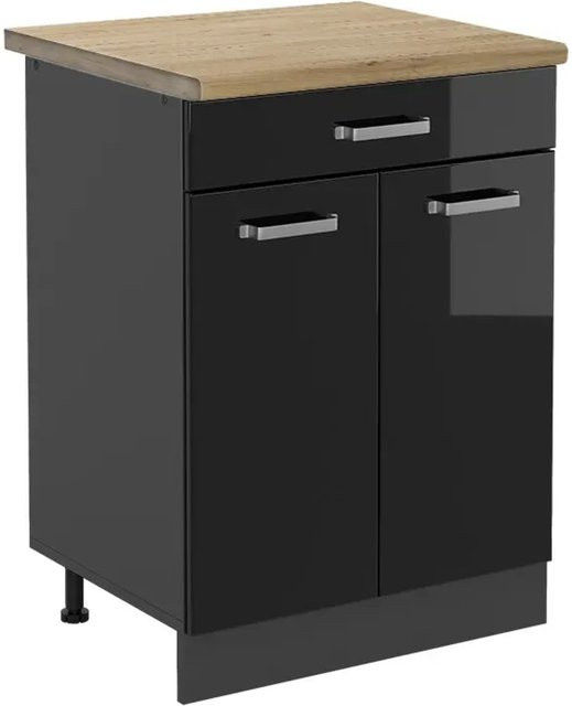 Vicco Küchenunterschrank R-Line in Schwarz Hochglanz und Anthrazit mit Eiche Optik, B/T/H: 60 x 60 x 81,6 cm - Bild 1