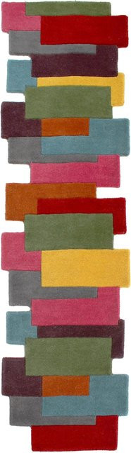 Wollläufer HALLEIN von Kadima Design in Bunt mit geometrischem High-Low-Effekt, Breite: 66 cm, Länge: 300 cm - Bild 1