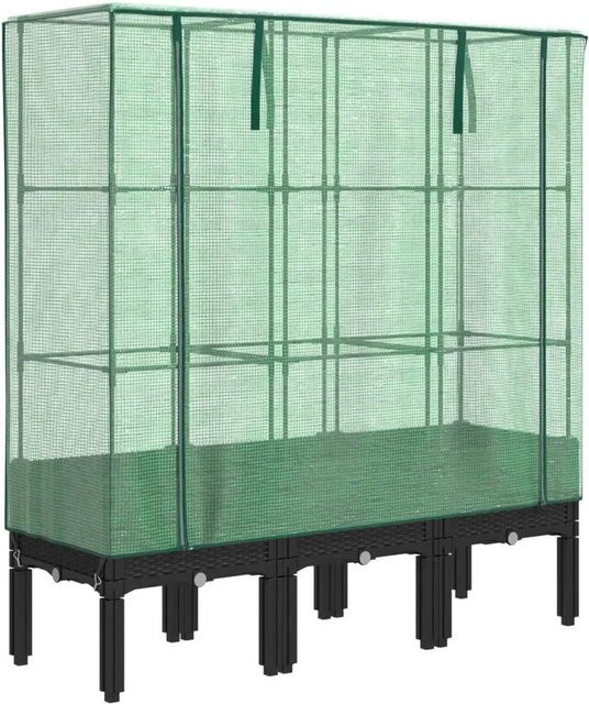 Furnicato Hochbeet mit Gewächshausaufsatz in Schwarz mit Eisenrohr-Rahmen und wasserfester Abdeckung, B/T/H: 120 x 40 x 44 cm - Bild 1