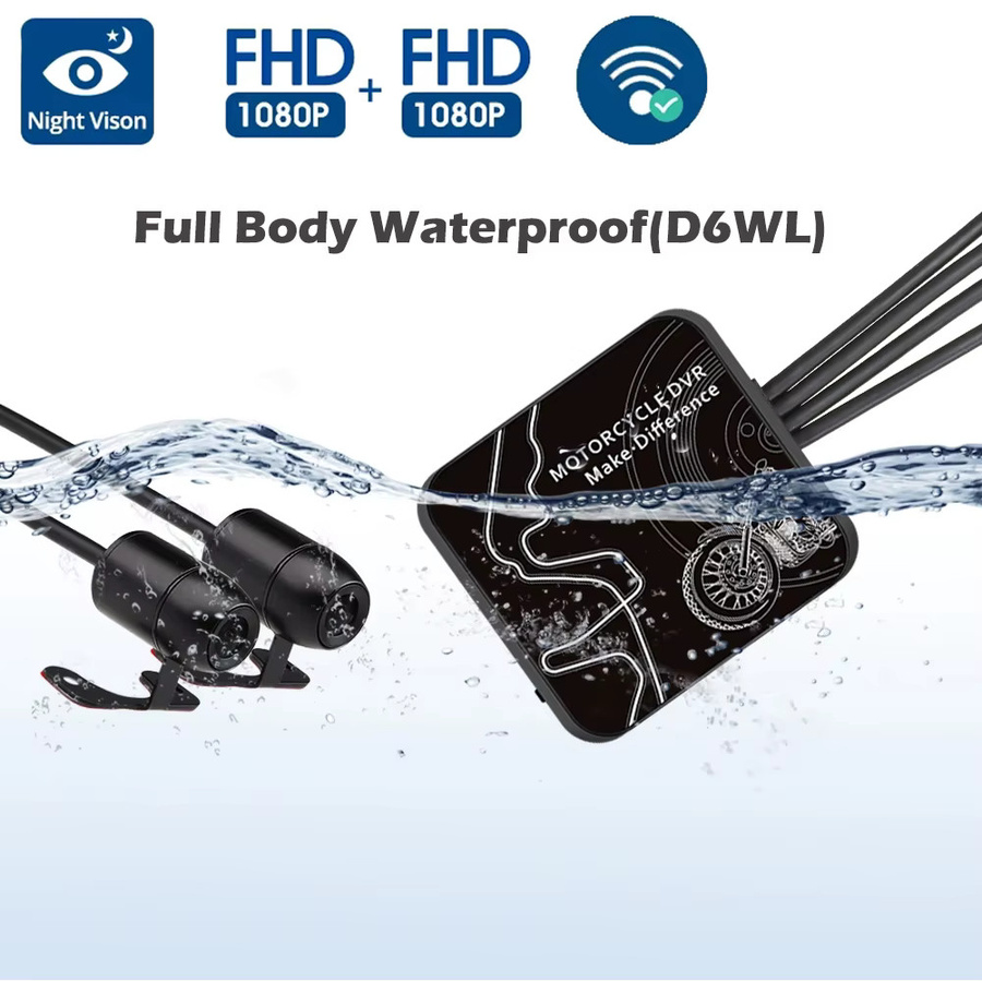 VSYS Dual Action Motorrad Kamera mit Vorne- und Rückansicht, Wasserdichte DVR Black Box mit Nachtsicht, Schwarz - Bild 4