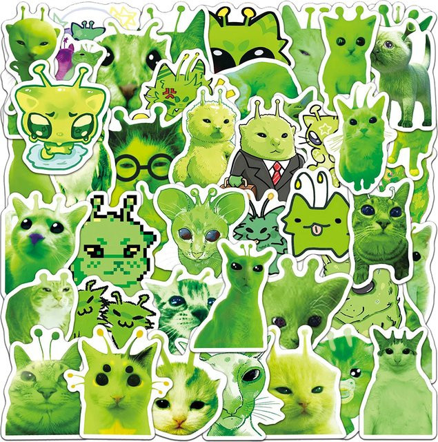Charile Grüne Katzen-Meme-Aufkleber, 10-teiliges Set - Bild 1