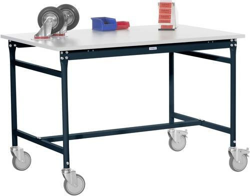 Manuflex Beistelltisch BASIS mobil mit Multiplex-Platte in Anthrazit RAL 7016, B/T/H: 150 x 80 x 85 cm - Bild 1