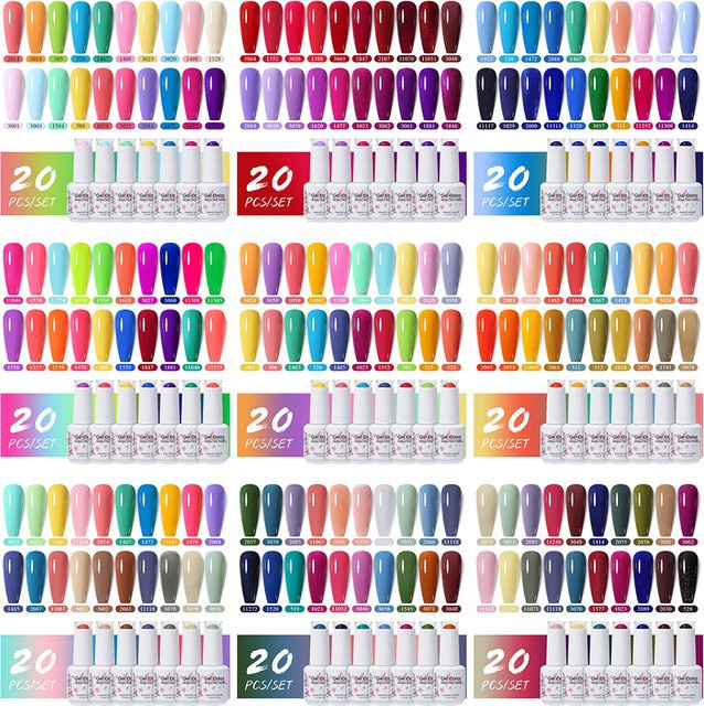 Clou Beaute Nagel-Gel-Lack-Set, 20 Stück, Rot Rosa Nude, glänzend - Bild 1
