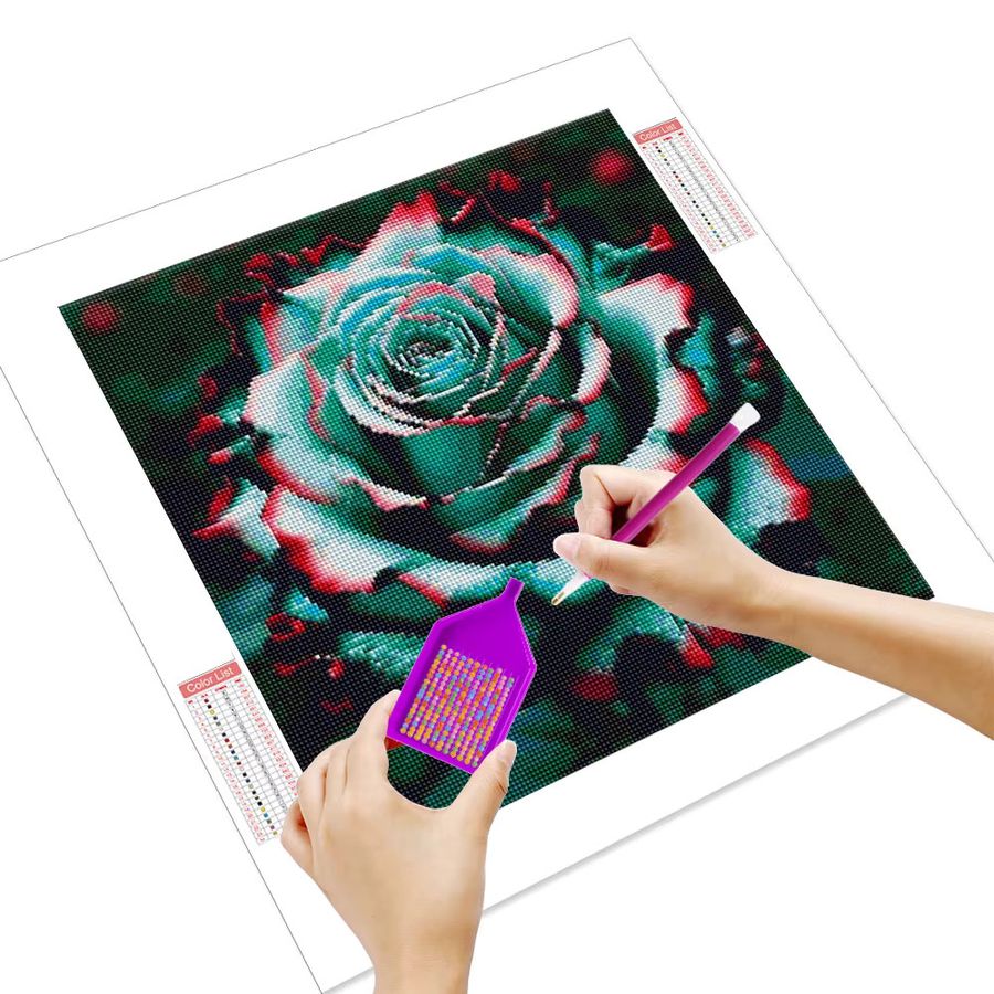 HUACAN DIY 5D Diamant-Stickerei-Set bunte Rose auf Leinwand, Multicolor 3D-Mosaik Strass-Kunst Set - Bild 2