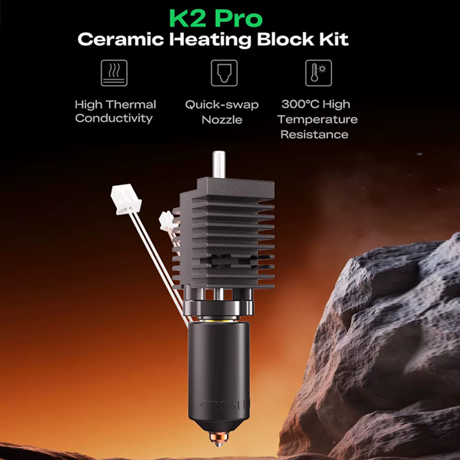 Creality K2 Pro Keramik-Heizblock-Set mit Schnellwechsel-Düse für bis zu 300 °C in Schwarz - Bild 2