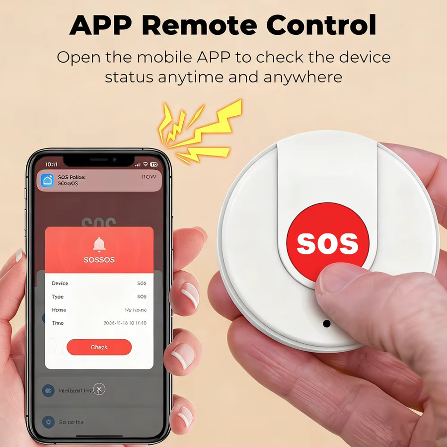 Tuya WiFi SOS-Knopf mit App-Benachrichtigung als Notfall-Panik-Alarmknopf für Senioren und Kinder in Schwarz oder Weiß - Bild 3