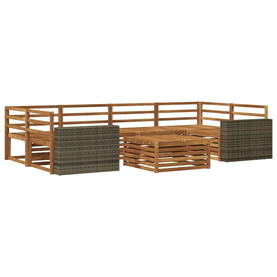 vidaXL Outdoor-Sofagarnitur aus Massivholz Akazie in Natur, 7-teiliges Set, modern und lackiert - Bild 2