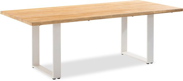 Gartentisch SOLID von NIEHOFF GARDEN aus Teakholz in Braun und Weiß, rechteckig mit Live-Edge-Design und Metallgestell, B/T/H: 190 x 95 x 76 cm - Bild 1