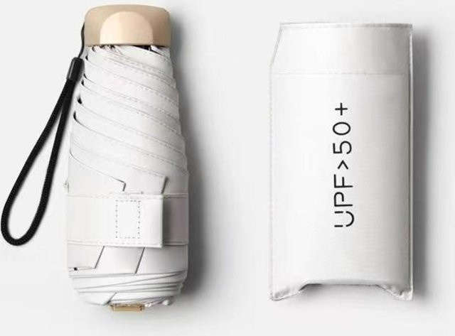 Keep Health Care Mini-Sonnenschirm für den Außenbereich mit UV-Schutz, ultraleicht und fünffach faltbar, beige - Bild 1