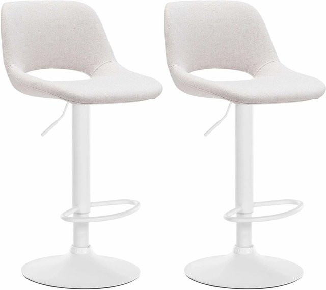 DELUKE Barhocker JAKSON 2er Set, Barstühle mit Lehne aus Stoff in Creme Weiß - Bild 1