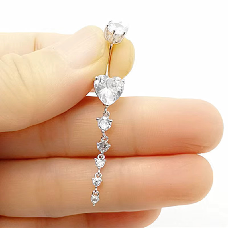 Piercing Addicter Bauchnabelring, Kristall, Silber, Damen, Herz - Bild 2