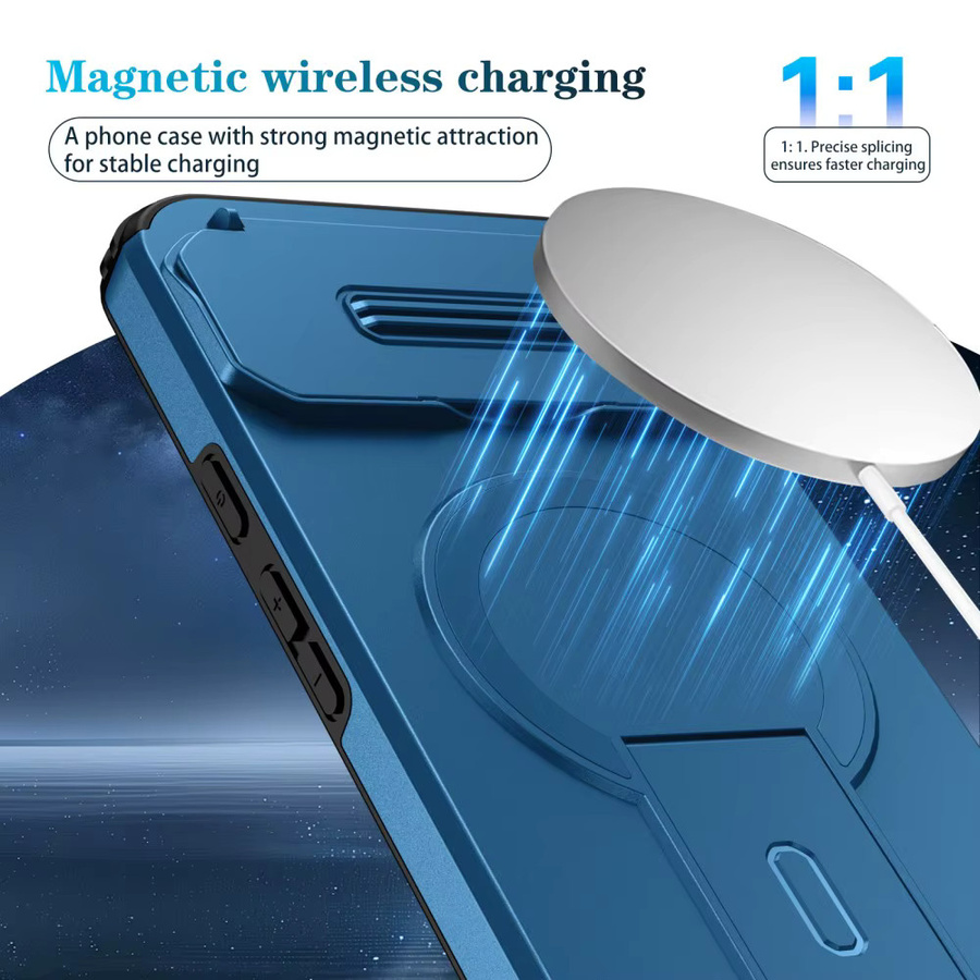 DO AS YOU WISH Magnetische Handyhülle mit Slide-Kamera-Abdeckung und Kickstand für Google Pixel 9, 10 Pro XL und 9A in Blau - Bild 5