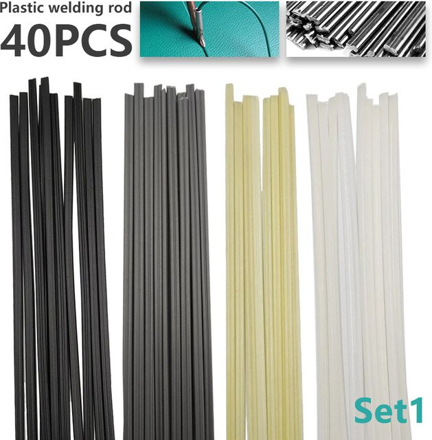 40 Stück Kunststoff Schweißstäbe Set aus ABS, PP, PVC und PE mit 200 mm Länge für Kunststoff Schweißpistolen und Stoßstangen Reparaturen - Bild 1