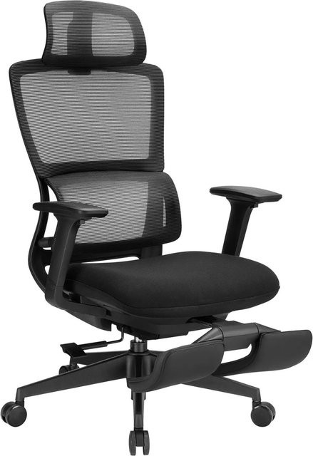 SOTECH CAVO Office PLUS Premium Bürostuhl in Schwarz mit 3D Armlehnen, Kopfstütze und Fußstütze, Belastbar bis 150 kg, Höhe: 111 bis 118 cm, Breite: 68 cm, Tiefe: 50 cm - Bild 1