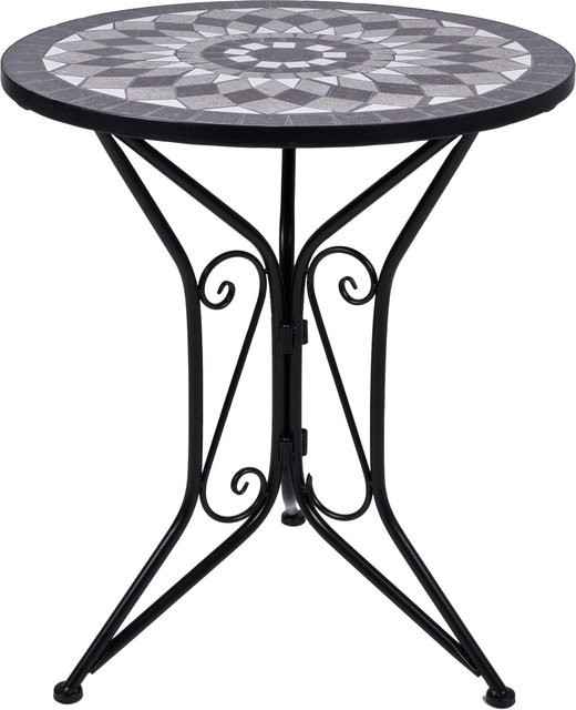 Garden Pleasure Balkonset Jalua 3-teilig aus Stahl mit Keramikmosaik in Weiß-Grau - Bild 1