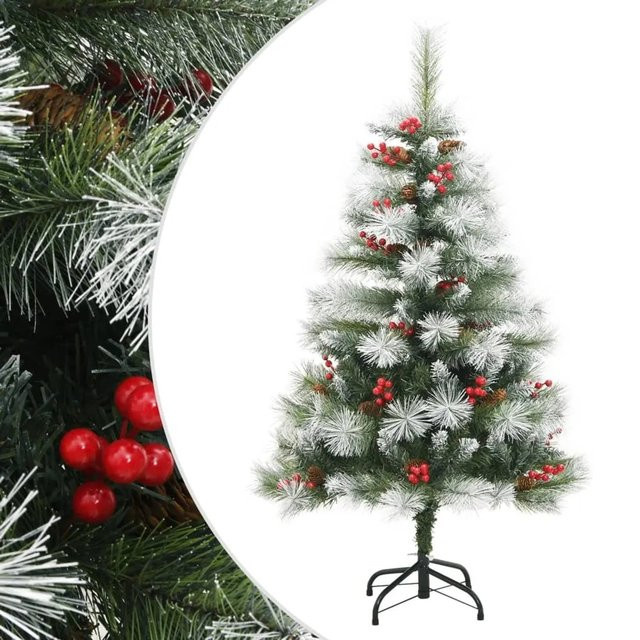 furnicato Künstlicher Weihnachtsbaum mit Zapfen und Beeren, Grün und Weiß, Höhe: 120 cm - Bild 1