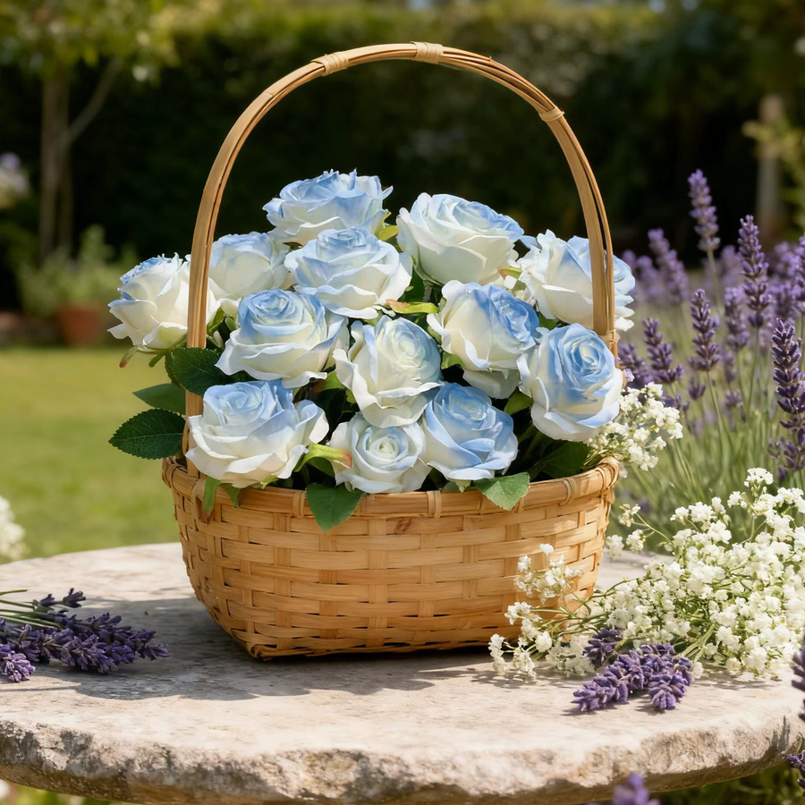10 Stück künstliche blaue Rosen aus Seide für Hochzeiten, Valentinstag und DIY-Dekoration - Bild 5