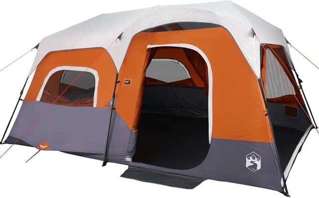 vidaXL Familienzelt mit LED für 9 Personen in Hellgrau und Orange mit Quick Release System 94312 - Bild 1