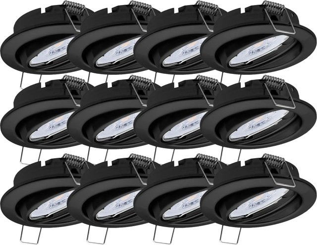 Oktaplex 12er Set Dijon LED Deckenspots Schwarz, schwenkbar, inkl. LED Modul, 4,8W, 380lm, 2700K Warmweiß - Bild 1