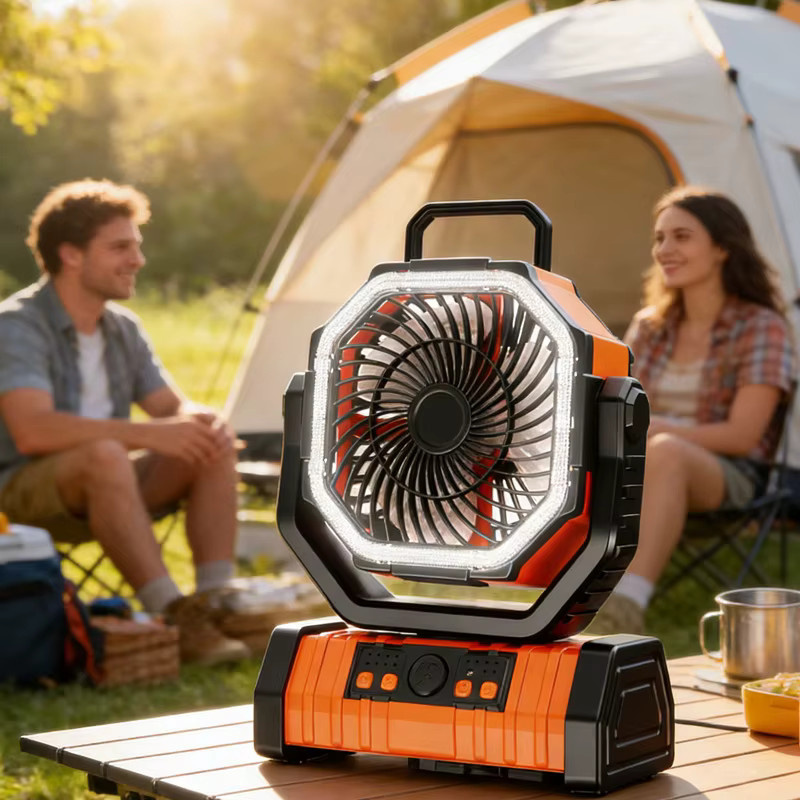 JFBONIN Campingventilator Schwarz mit 20000mAh Akku, Fernbedienung und 270 Grad verstellbarem Kopf, Tragbarer USB-Luftzirkulator für den Tisch - Bild 3