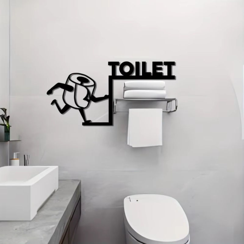 CIFBUY Wandpediment Toilettenpapier Out aus Metall in Schwarz zur Badezimmerdekoration - Bild 3