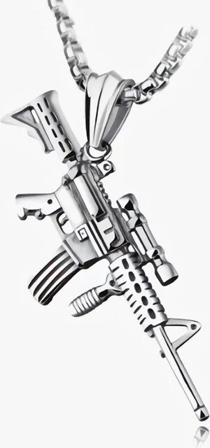 Lucky Star Jewelry Halskette, Pistolenanhänger, Edelstahl, Silber, Herren - Bild 1