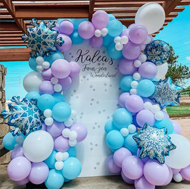 BALONAQ 90-teiliges Ballon-Set mit Schneeflocken in Blau und Lila für Geburtstag, Weihnachten und Kinderpartys - Bild 1