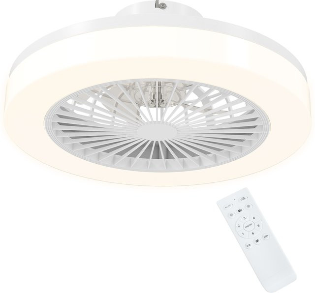 HOMCOM Deckenventilator mit LED-Beleuchtung in Weiß, dimmbar, mit Fernbedienung, 6 Geschwindigkeiten, Timer und umkehrbarer Funktion für das Schlafzimmer, Durchmesser: 46 cm - Bild 1
