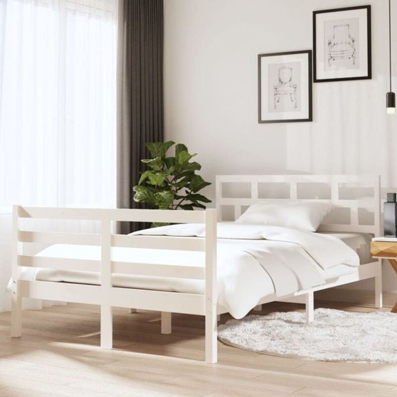 Massivholzbett aus Kiefer von VIDAXL in Weiß, Modernes und Minimalistisches Design, B/T: 120 x 190 cm - Bild 1