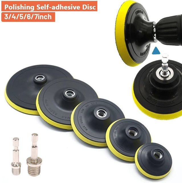 DAZZLEEX Stützteller Polierplatte mit 10/14mm Gewinde-Adapter für 3-7 Zoll Polierscheiben in Schwarz - Bild 1