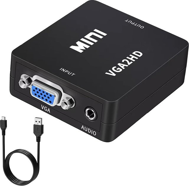 KOJESHUN VGA zu HDMI Adapter mit Audio für Laptop und PC auf HDTV oder Projektor, Full HD 1080P, Schwarz oder Weiß - Bild 1