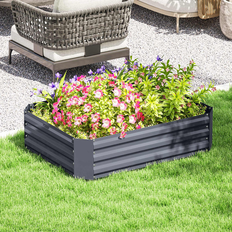Outsunny Hochbeet aus Stahl für Garten und Balkon, stapelbares Pflanzbeet als Blumenkasten oder Gemüsebeet, B/T/H: 120 x 90 x 30 cm - Bild 2
