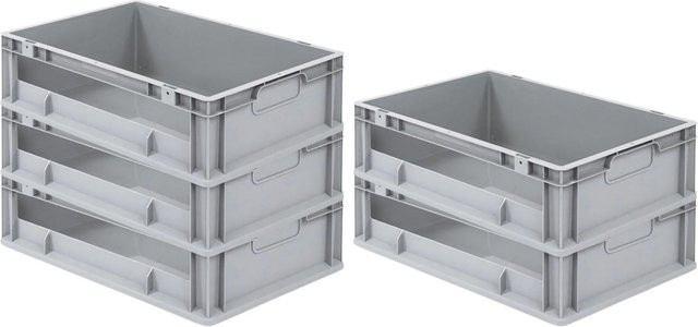 PROREGAL SuperSparSet 5x Eurobox NextGen Insight Eurobehälter Transportbox, Grau, H x B x T: 17 x 40 x 60 cm, 34 Liter - Bild 1