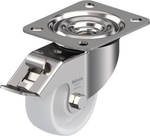 Blickle LEX-PO 75XR-FI Lenkrolle mit Feststeller aus Edelstahl und Kunststoff in Silber, Rad-Durchmesser: 75 mm, Tragfähigkeit: 150 kg - Bild 1