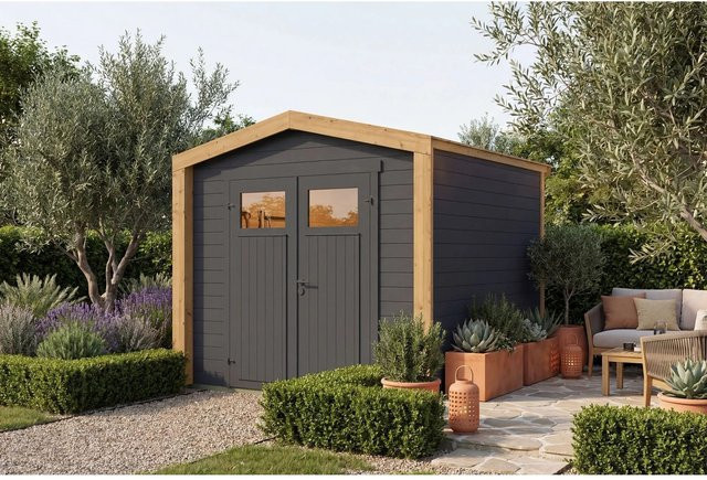 Weka Gartenhaus Killarney Satteldach in Anthrazit-Schwarz B/T/H: 261 x 250 x 241 cm - Bild 1