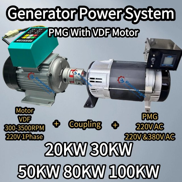 Rewindagic Einphasengenerator Permanentmagnetgenerator mit 220V Antriebsmotor und variabler Frequenz (20KW/50KW/80KW) - Bild 1