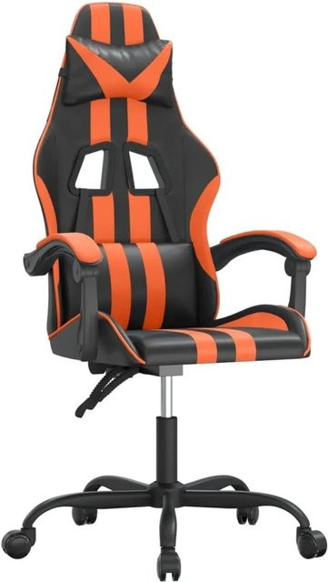 vidaXL Gaming-Stuhl drehbar in Schwarz-Orange aus Kunstleder mit Kopfstütze und Armlehnen - Bild 1