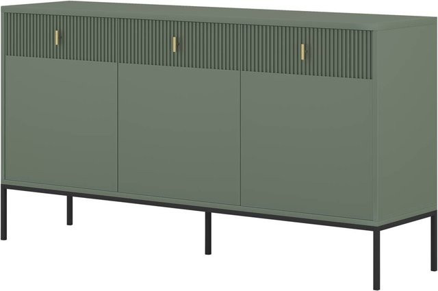Kommode MAGGIORE von WIPMEB in Dunkelgrün, modern und gerillt, B/H/T: 154,2 x 82,5 x 39 cm - Bild 1