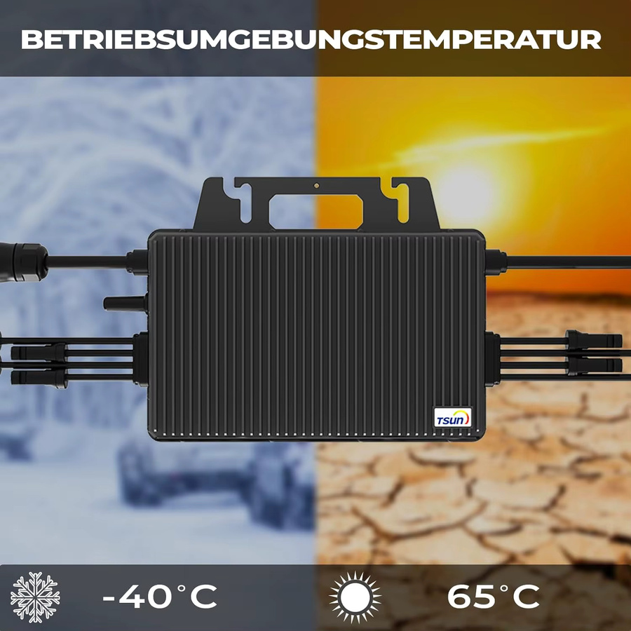 TSUN Tsol-MS2000 Mikro-Wechselrichter für Balkonkraftwerke mit 2000W, IP67 wetterfest, 4 MPPT, Bluetooth und WIFI, Schwarz - Bild 4