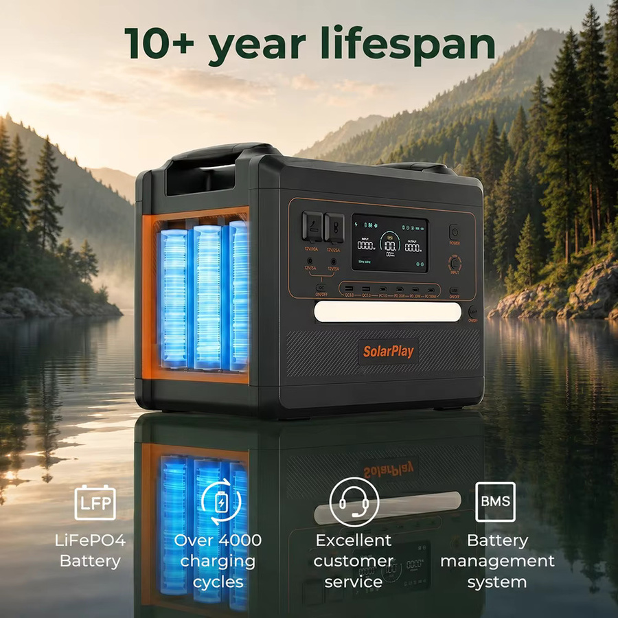 SolarPlay Solar-Generator 2304Wh LiFePo4 Batterie mit 2500W Leistung und nahtloser USV-Funktion für tragbare Solarstromversorgung - Bild 4